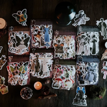 30PCS Vintage Elf Series Decorative Stickers Pack Retro Character Material Scrapbooking Label Diary Cup Junk Journal Planner