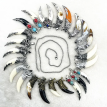 Fashion Brave Men's Pendant Necklace Vintage Bronze Wolf Tooth Alloy Pendant Necklace Fashion Choker Jewelry