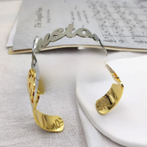 Custom Name Bangle for Women Stainless Steel Personalized Letter Adjustable Big Bangle Jewelry Girlfriend Gift Pulseira Feminina