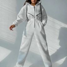 Female Hoodies Jumpsuits One Piece Outfit Warm Fleece Sport Long Sleeve Jumpsuit Women Sportswear Playsuit Zipper Overalls 2024