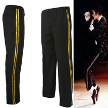 Michael Jackson Black Billie Jean Entertainers Straight Golden Trousers Casual Cropped Jeans Elasticity Ankle-Length Pants