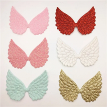 Big Size 30PCS  8.5x6cm Shiny Angel Wing Padded Applique Crafts for Children Hair Accessories Decoration