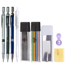 Mechanical Pencil Set 2.0 mm with 2B Black/Colors Lead Refill For Writing Sketching Art Drawing Painting School Automatic Pencil