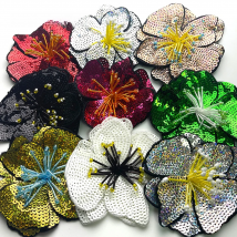 Handmade Large Sequins Flowers Parches Embroidered Shinning Applique Fashion Clothing Sewing On Patch Accessories