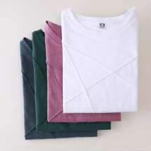 Cross 3D Ribbed Bamboo Cotton Women Short Sleeve T-Shirt Loose Casual Solid Color Summer Tshirts Female O-Neck Soft Fashion Tops