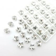 Shine glass crystal silver claw setting 10mm clear Five-pointed star shape sew on rhinestone beads wedding dress appliques diy