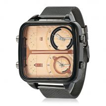 Cool Men Watches Stainless Steel Mesh Band Quartz Wrist Watch For Men Dual Times Military Relogio Masculino Casual Clock Man New