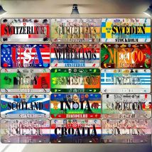 Country Metal Plate for Home Decor, USA, England, Russia, Netherlands, France, Spain, Poland Tin Sign for Bar Cafe Wall Decor