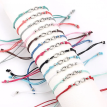 12 Pcs Antique Silver color Infinity Sign Cord Bracelet Adjustable Bangle For Women Men Birthday Gift Fashion Jewery With Party