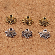30pcs High Quality Zinc Alloy Flower Bead Caps Receptacle 8mm Antique Gold Silver Tassel End Caps DIY Jewelry Making Materials