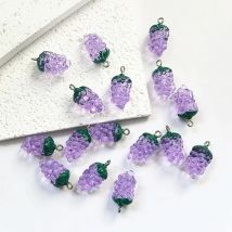 10pcs Simulated Fruit Small Grapes Resin Charms Cute Miniature Food Pendant Accessory DIY For Earring Jewelry Make