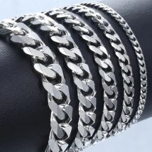 Titanium Steel Basic Curb Chain Bracelet for Men Stainless Steel Cuban Link Chain Wristband Classic Simple Heavy Male Jewelry