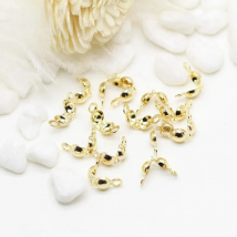 3mm/4mm 14K Gold Plated Brass Calotte Crimp Bead Tips Knot Covers Clamshell Fold-Over Bead Tips For DIY Jewelry Making Supplies