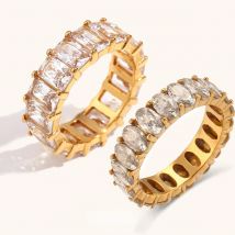 La.Muses Stainless Steel Delicate Bling Geometry Cubic Zirconia Fashion Shiny Ring for Women High Quality Premium Jewelry Gift