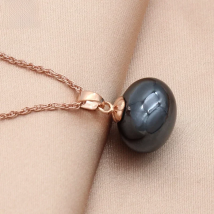 SHENJIANG New Fashion Imitation Big Bread Pearl Pendant 585 Rose Gold Color Necklace For Women Vintage Wedding Party Jewelry