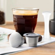 Refillable Capsule Filters Stainless Steel Espresso Cups Reusable Coffee Pods For Nespresso With Tamper Dosing Ring