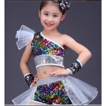 Dance Wear Girls Jazz Dance Street Dance Performance Costumes Children's Modern model Catwalk Sequin Costumes Skirts
