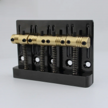 Guyker 4 String High Mass Bass Bridge With Vintage CNC Machined Brass Saddles Tailpiece Black for Jazz Bass
