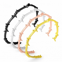 FYSARA Punk Black Open Twist Thorn Wire Cuff Bracelets Bangles For Women Men Pulsera For Couple Jewelry 16-20cm Adjustable Size