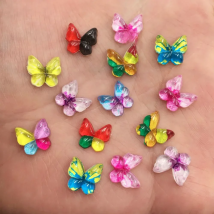 New 80pcs mix resin 10mm Colorful butterflies Flat back rhinestone appliques DIY Wedding scrapbook craft SF492
