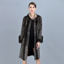 HDHOHR 2025 High Quality Women Knitted Mink Fur Coats Fox Fur Sleeve Fashion Thick Natural Mink Jackets Winter Warm Fur Parkers