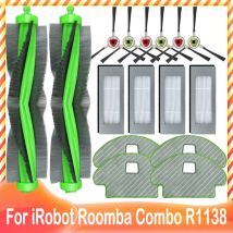 Spazzola Principale, Spazzola Laterale, Filtro HEPA, Panno per la Pulizia, Panno per la Pulizia - Compatibile con l'aspirapolvere iRobot Roomba Combo R113840 R1138 - Ricambi