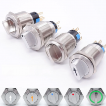 19mm 22mm Metal Rotary Selector Switch Waterproof Momentary self-reset/Latching Knob With Led Light 2 3 Position 1NO1NC 2NO2NC