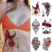 Waterproof Temporary Tattoo Sticker Butterfly Lace Rose Flower Flash Tattoos Lotus Body Art Arm Fake Tatoo Women Men
