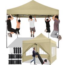 Tenda da sole pieghevole per gazebo da 3x3 m impermeabile con tenda da giardino pop-up a 4 lati regolabile a 3 altezze per parasole per feste