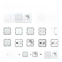 BSEED Wall Light Switches Parts White Glass Frames USB Sockets Function Module DIY EU CAT5 TV Sockets Power ST TEL Outlet Parts