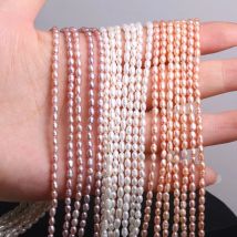 Natural Freshwater Pearl Beaded High Quality Rice Shape Punch Loose Beads For Making Jewelry DIY Bracelet Necklace Accessories