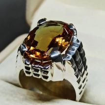 Fashion 14 carat large oval cut Alexandrite men's ring handmade color changing gem ring Beach Party Jewelry