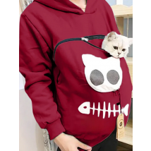 S-3XL  Cat Lovers Hooded Sweatshirt Kangaroo Dog Pet Paw Dropshipping Pullovers Cuddle Pouch  Fish  Pocket Hoodie