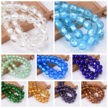 Round 8mm 10mm 12mm Foil Lampwork Glass Loose Beads For DIY Crafts Jewelry Making Findings