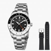 WISHDOIT New NH34 Men's Sports Automatic Mechanical GMT Sapphire Stainless Steel Waterproof 15 ATM With Rubber Strap