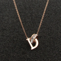 New Letter D And Crystal Annulus Interlocking Rose Gold Color Pendant Necklace Stainless Steel High Polished Necklace For Women