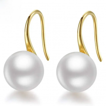 White 8-9mm Cultured Freshwater Pearl Earrings For Women 925 Sterling Silver Freshwater Cultured Pearl Drop Dangle Hook Earring
