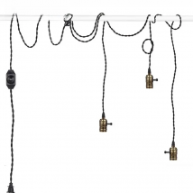 Industrial Vintage 1 Head 3 Head Pendant Lights Lampholder Dimmer Switch Hanging Lighting E27 Socket Cable for Tungsten Bulbs