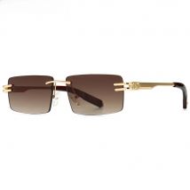 Peekaboo retro rectangular sunglasses rimless male gold metal female square sun glasses men no frame 2021 uv400 hot-selling