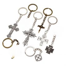 1 Piece Vintage Jesus Christianity Accessory Car Keychain Cross Keychain Handmade DIY Jewelry Car Key Chain Ring Holder For Men