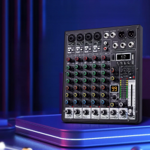 TKLBLS Professional 6-Channel 99DSP Audio Mixer 48V Phantom Power USB Studio Karaoke Bluetooth DJ Console Mixer