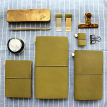 Fromthenon Olive Green Travel Notebook Cowhide Leather Planner Vintage Retro Pen Holder Clip for Midori Travelers Notebook