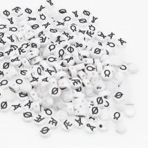 CHONGAI 300Pcs Oblate Acrylic European vowel Letter Beads White Round Bracelet Jewelry Beads&Jewelry Making 4*7MM