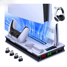 Dinofire for PS5 Cooling Fan Stand Dual Fast Charger For PlayStation5 Controller Charging Station for PS5 Disc & Digital Edition