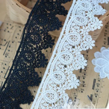 4.2CM Wide White Black Water Soluble Lace Exquisite Embroidered Fringe Ribbons Collar Trim Curtains Dress DIY Sewing Supplies