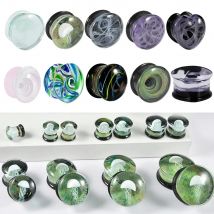 1-2PCS Glass Smoke Fog Jellyfish /Oil Painting/Starry Sky Line Ear Plugs Tunnel Weight Solid Earrings Strengthed Flared Jewelry