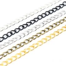 5 Meters/lot 3x2mm 4x3mm Gold Silver 5 Colors Plated Unwelded Iron Necklace Cable Chains DIY Jewelry Making Findings Accessories