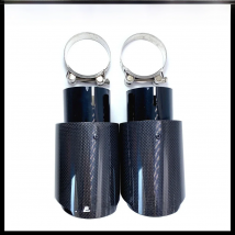 Car Universal Modiflcation Stainless Steel Single Exhaust Pipe Full Carbon Remus Logo Glossy Black Cover Muffler Tip For Any Car