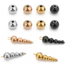 Stainless Steel 3mm 4mm 5mm 6mm 8mm Rose Gold Color Black Spacer Beads Charm Loose Beads DIY Bracelets Beads for Jewelry Making