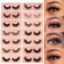 FOXESJI Mink Eye Lashes Eyelashes Fluffy Soft Cross Wispy False Eyelashes Lashes Extension Natural 3D Mink Eyelashes Make up